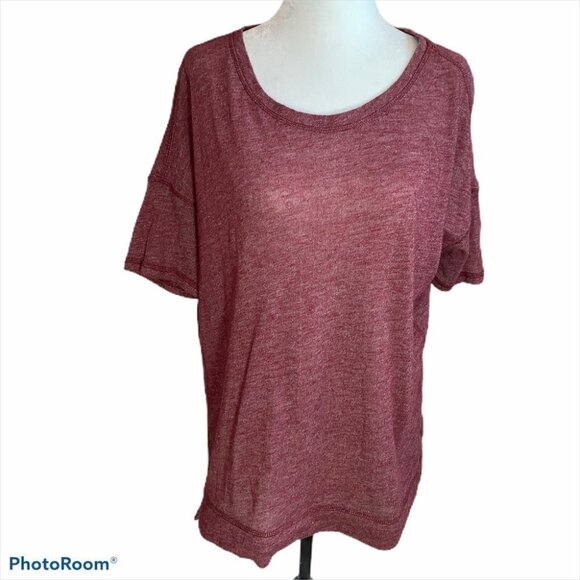 Roots Short Sleeved Tee Scoop Neck Burgundy Sz S - Picture 8 of 12
